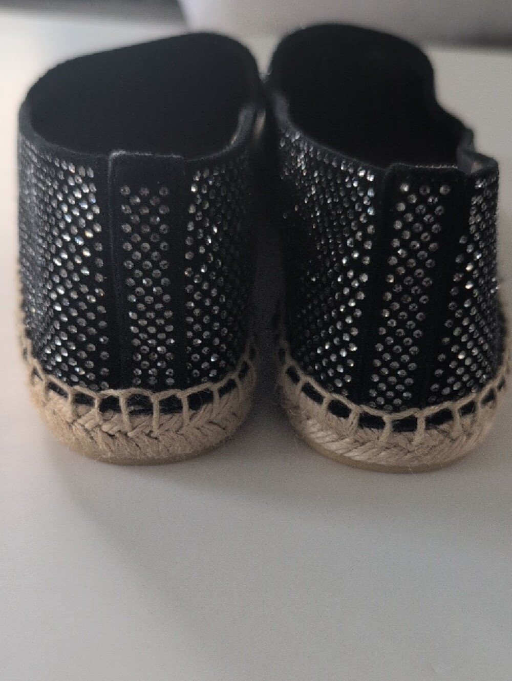 Tory Burch Black Crystal Logo Espadrille Flats - Picture 3 of 5